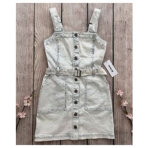 F1 -- NWT blue HURLEY button fly striped short stretch denim mini dress XS